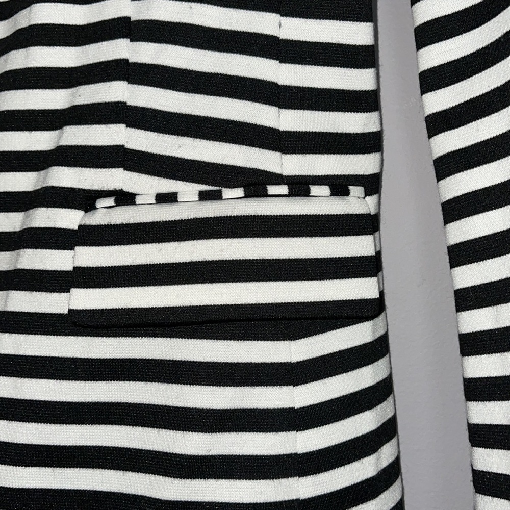Blk/Wht Striped Cotton Blazer - Picture 4 of 5
